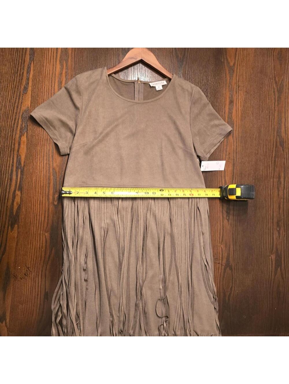 Love Riche Taupe Faux Suede Fringe Dress Boho Western Gypsy NWT Medium - Picture 5 of 6